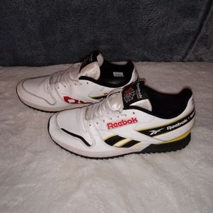 Reebok White and Black Athletic Shoes with Red and Yellow Accents